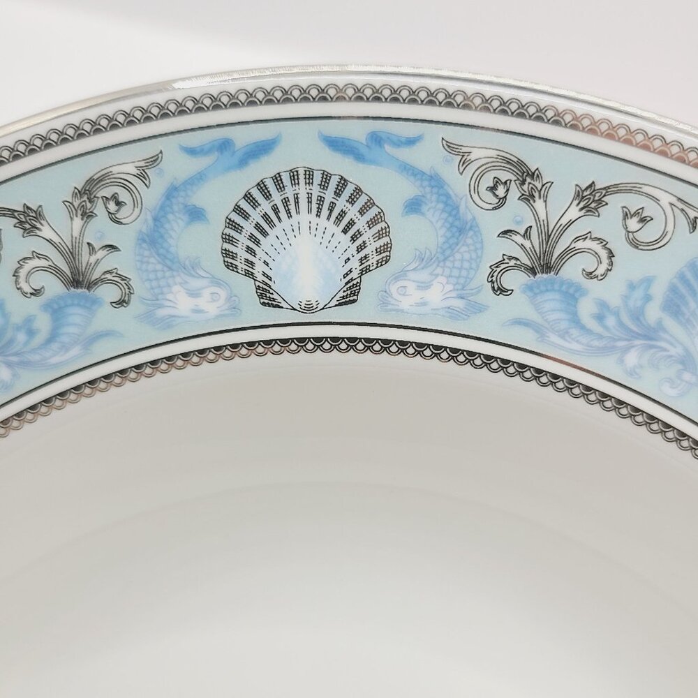 Wedgwood Dolphins Blue Rim Soup Bowl New with Tags Replacement Nautical Silver - Picture 3 of 9